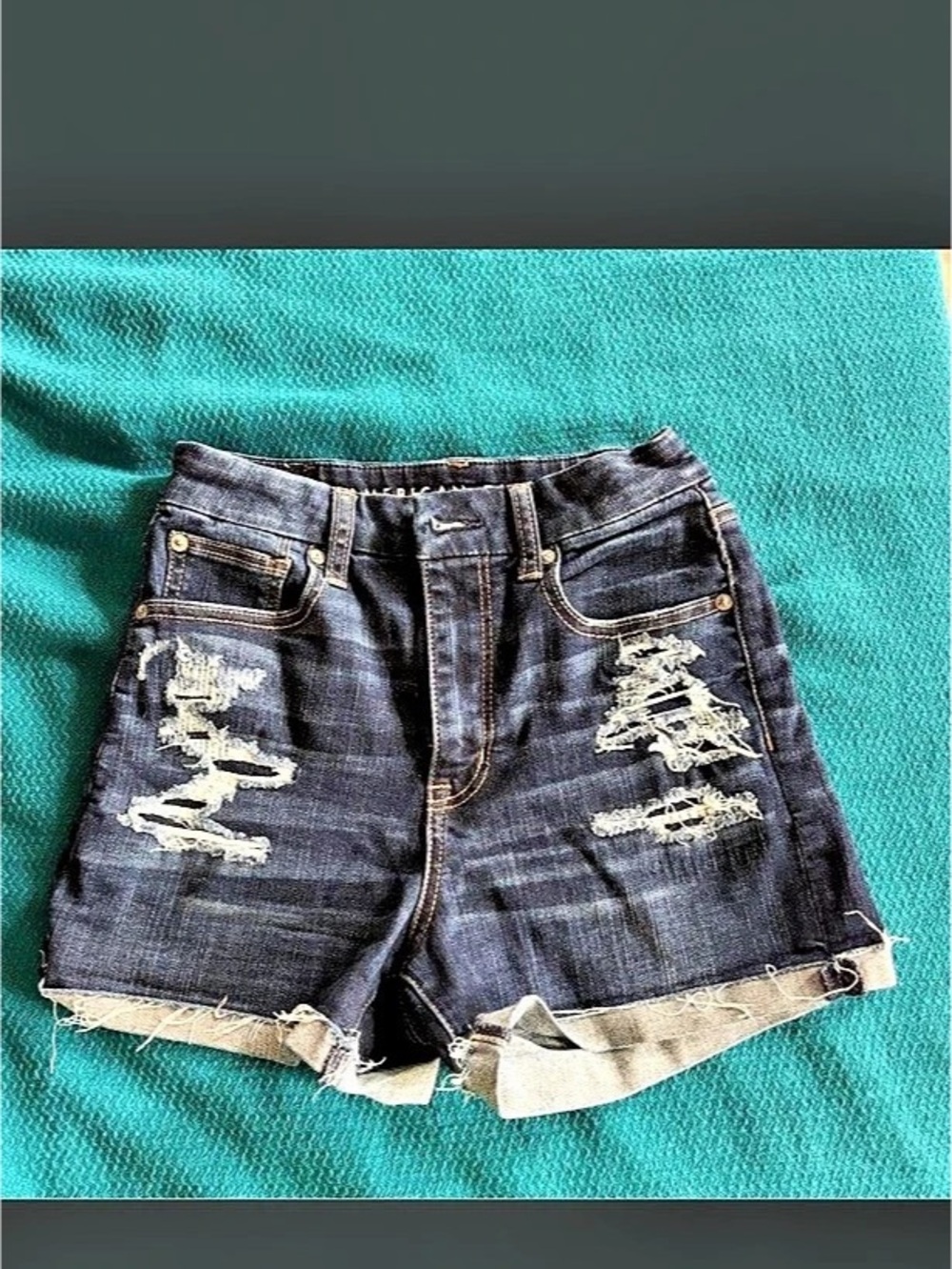 American Eagle Outfitters Distressed Denim Jean Shorts in Blue